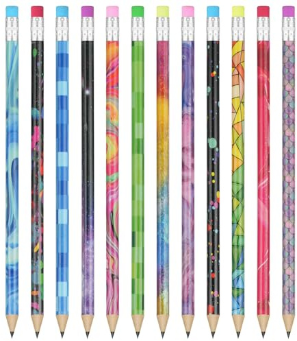 Vicloon doftpennor, 12 st cylinderträpennor, fruktig penna grafitpenna HB-penna med fruktelement för skola kontorsmaterial festbelöningsmaterial (fiskskalor)
