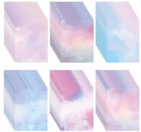 60 Sheets Watercolored Stationery Paper, 8.5 x 11 inch Double-Sided Pastel Paper for Writing Letters and Invitations(Style 01)