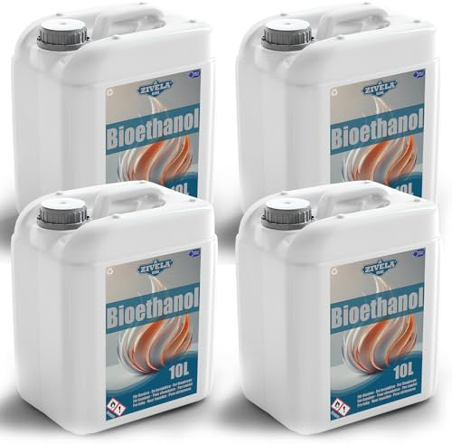 Bioetanol 96,6 % 40 l | Ekologisk alkohol luktfri 96,6 % 4 x 10 l | bioetanol för öppen spis, bordskamin, bioetanol kamin | bioetanol luktfri | ren förbränning