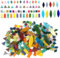 1000 Pieces Stained Glass Pieces,5 Shapes Mixed Color Stained Glass Pieces,1.7LB Hand Cut Glass Flower Leaves Mosaic Tiles for Arts and Crafts,Colorful Stained Glass Pieces for Mosaic Projects
