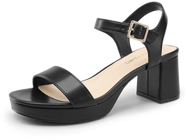 DREAM PAIRS Women's Platform Heels Party Sandals,Black,6