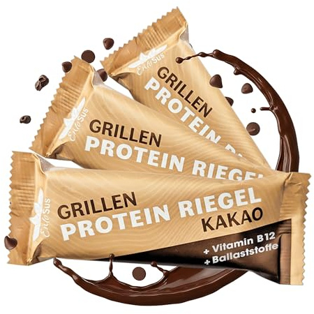 EntoSus Grillen Protein Riegel Kakao 35g - High Protein Snacks, 4,5g Eiweiß pro Riegel, Gesunde Snacks ohne Zuckerzusatz & Laktose, Ballaststoffreich & nachhaltig - Made in Germany - 30 Stk