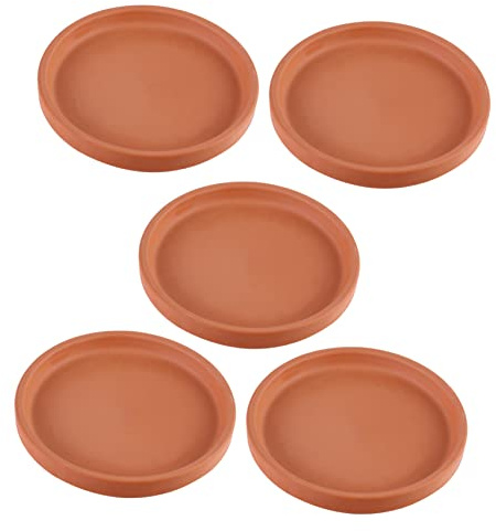HEMOTON Lot De 5 Soucoupes en Céramique Carrées pour Pots De Fleurs Intérieur Et Extérieur, Dimensions 11x1,5 Cm, Bac De Drainage Étanche pour Support Jardinière Et Collection De Plantes