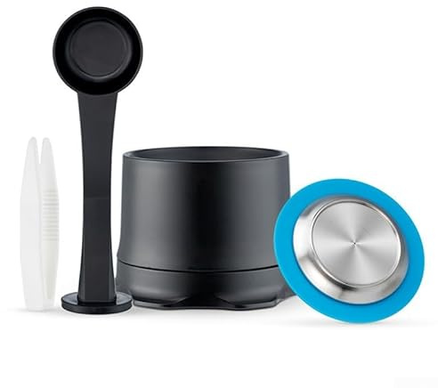 Capsule di caffè con filtro in acciaio inox per macchina Zenius, ricaricabili, con pinzette in plastica, cucchiaio dosatore, set di imbuto per la preparazione della cucina (1 set)