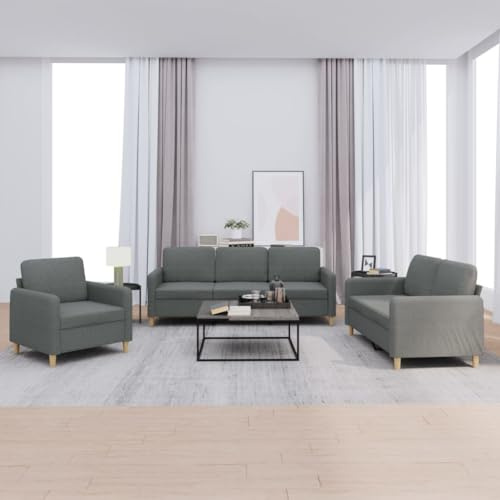 Générique Ensemble de canapés 3 pcs avec Coussins Gris foncé Tissu,Meubles, Canapés, Gris (Poids 64.8KG)