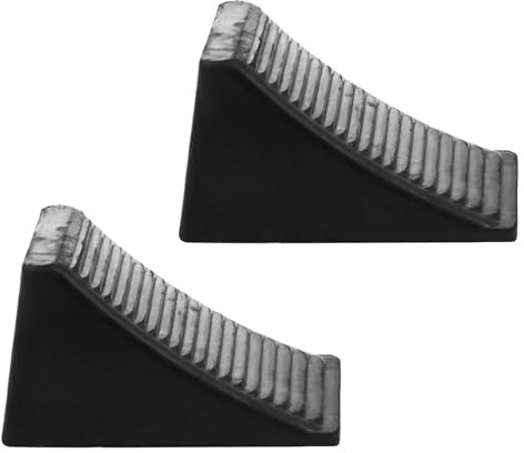 Operitacx Cuñas para Ruedas de Goma Negro para Remolques y Autocaravanas, Calzos Antideslizantes Seguros para Cargas Pesadas, Pack de 2 Unidades Portátiles