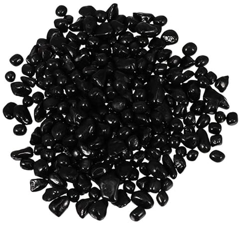 STOBAZA Guijarros Negros para Acuario de Vidrio, Grava Saludable y Conveniente para Decorar Peceras y Tanques Arena Natural de 1900g por Bolsa
