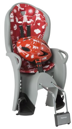Hamax Kinderfahrradsitz Kiss Safety Package, (Helm Größe 48-52 cm), medium grau/rot, HAM551058