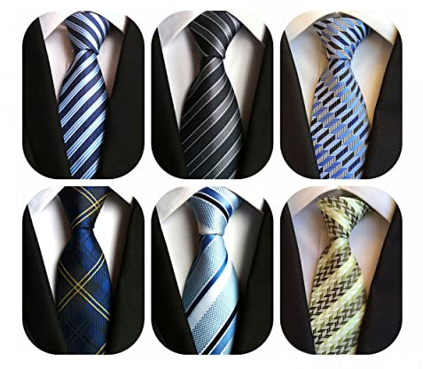 WeiShang Lot 6 PCS Classic Men's Tie Necktie Woven JACQUARD Neck Ties