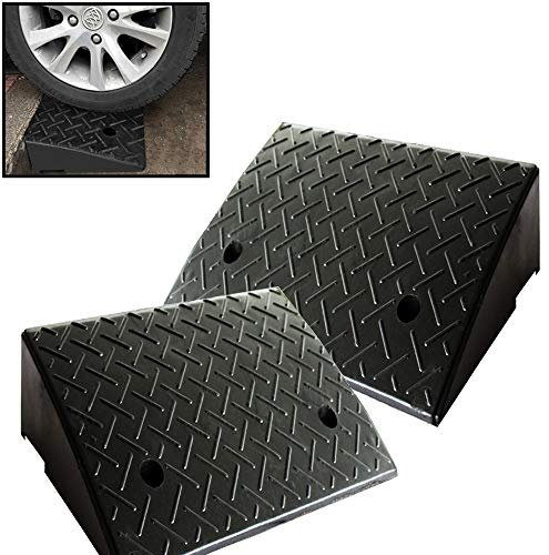 RELIANCER 2 PCS Rubber Curb Ramps,5T Load Capacity Threshold Ramps for Loading Dock,Driveway Curb Ramp,Curbside Sidewalk Vehicle Ramp for Cars SUV Trucks Motorcycles Forklifts Wheelchairs Lawn Mowers