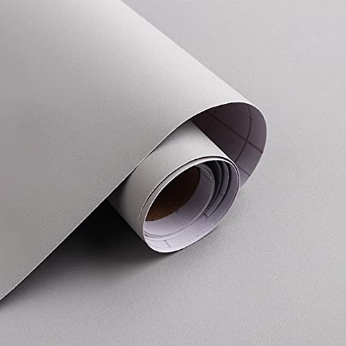 Micpolo 15.7 x 118 Solid Grey Peel and Stick Wallpaper - Matte Grey Contact Paper for Bedroom, Wallcovering, Countertops