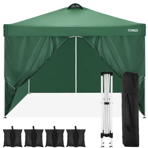 Baldachin 3Mx3M Sofortiges kommerzielles Baldachinzelt Höhenverstellbares Partyzelt Gazebo Shelter mit 4 Seitenwänden und 4 Sandsäcken für Events, Hochzeit