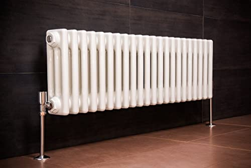 Warmehaus Traditional Radiator Triple Column White Horizontal Cast Iron Style Central Heating Radiator -300 x 1190mm