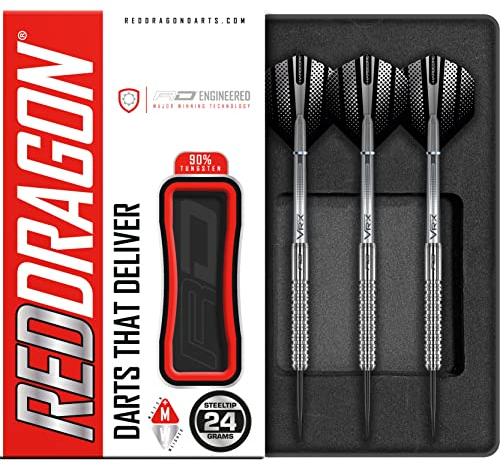 RED DRAGON Rebel 24 Gram Tungsten Darts Set mit Flights und Schäfte