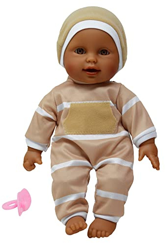 The New York Doll Collection 11 inch Soft Body Baby Doll in Gift Box - 11 Doll Toy for Kids, Boys, Girls and Toddlers - Baby Doll Pacifier Accessory Included (Beige Hispanic)