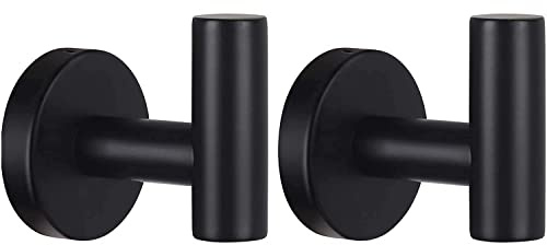 YUET 2 Piezas de Toalla Gancho Colgador Toalleros de Gancho para Baño de Pared de SUS 304 Acero Inoxidable Percha Perchero para Colgar para Sombrero Ropa Abrigo Albornoz Cocina Oficina (Negro)