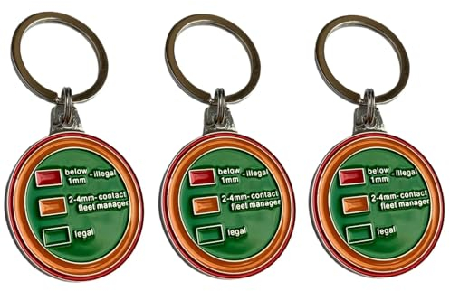 Round Tyre Tread Depth Gauge, Portable Tire Depth Measuring Tool Keychain for Car and Van, Shopping Trolley Coin Keyring