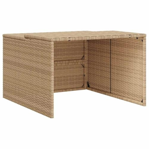 vidaXL Robot Mower Garage - Poly Rattan, Durable Lawn Mower Storage Shed, Beige, Weather-, 33.9x35.4x20.5/22.4