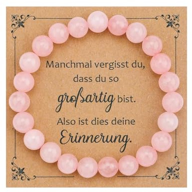 Biglumin 8 mm Rosenkvarts Armband - Natursten Pärlor Lyckoarmband Modesmycke för Kvinnor, Flickor, Bästa Vän, Släktingar, Kollegor, Grannar