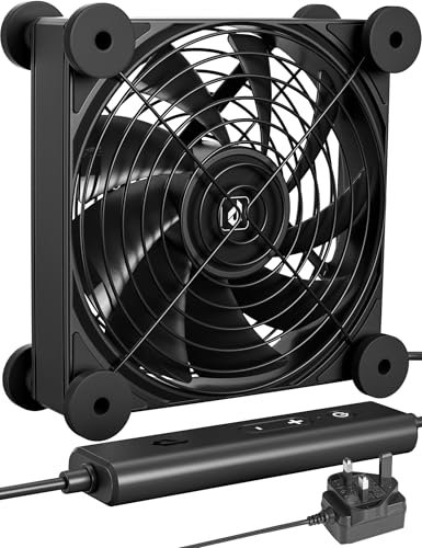 upHere gaming 120mm PC Fan, 220V 240V AC Plug Computer Cooling Fan DC 12V 5 Adjustable Speeds for Server Rooms, Modems, PC Cabinets, U3DC1