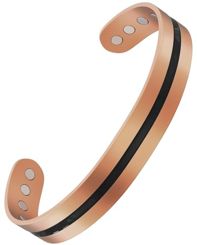 Jeracol Copper Magnetic Bracelet for Men and Women,99% Pure Copper Bracelet for Men-Adjustable Cuff with Gift Box(Copper Single Line)