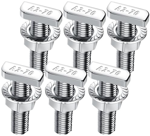 Viti con testa a martello M8x30 in acciaio inox A2-70, 6 pezzi Vite con testa a martello con dadi di bloccaggio, dadi flangia, viti a testa tonda M8 per guide di montaggio solare PV, serre e profili