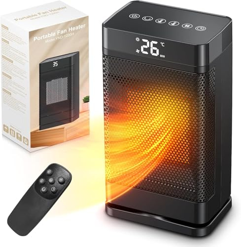 Termoventilatore, 1500W Oscillante Stufa Elettrica Basso Consumo con Timer, ECO Ceramico PTC & 3 Potenza Stufetta Elettrica Basso Consumo, Termoventilatore da Bagno, Idee Regalo Natale