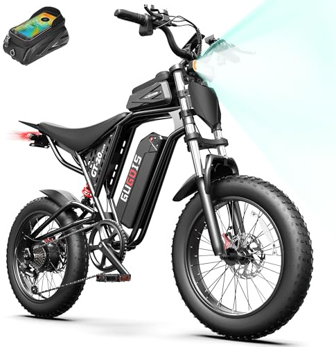 Electric Bike for Adults, 20 Fat Tire Peak 2000W Motor Dirt Bike, 48v Removable Battery, Up to 34MPH/80 Miles, Dual Disc Brakes Ebike, Full Suspension, 7-Speed Gear EBike, Off-Road & City Commuting
