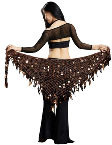 Costume de danse du ventre avec foulard triangulaire pour femme avec chaîne de taille et foulard de hanche