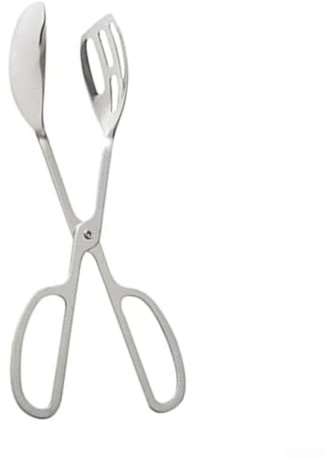 HomeVortex Pinzas de ensalada de acero inoxidable, utensilio de servir de 25,5 cm, agarre ergonómico para barbacoas, fiestas, uso diario en la cocina, acabado plateado