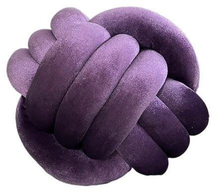 Knutkudde, handvävd 3-trådig knuten bollkudde Flerfärgad sammetskudde for burspråk(Purple)