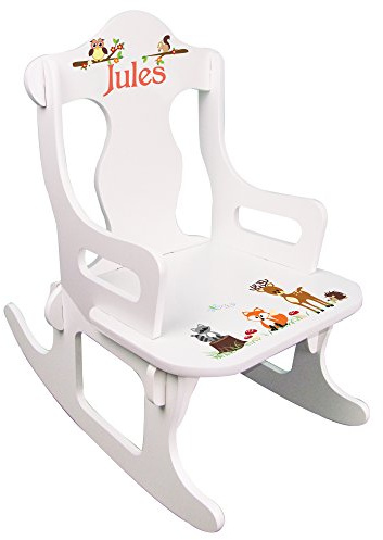 My Bambino Personalized Wooden Rocking Chair for Kids | Toddler Boys Rocking Chair Puzzle Rocker (Woodland) | Custom Name Toddler Chair | Baby Shower & Birthday Gift