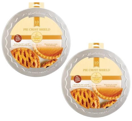 Mrs. Anderson's Baking Pie Crust Protector Shield, Set Of 2, Fits 9.5-Inch And 10-Inch Pie Plates, Prevents Over-Browning And Spills