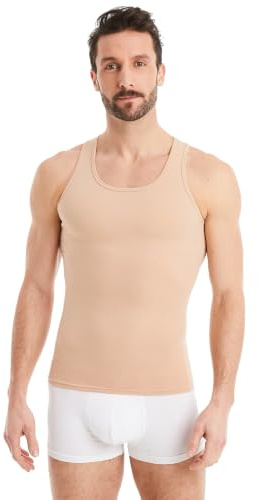 FINN Shapewear Kompressionströja för män – magen väg undertröja och kroppsformare för män – ärmlös tanktopp av bomull för platt mage och bättre hållning, Hudfärg, 3XL