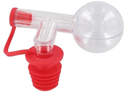 Fackelmann 004032 - Dosificador de Alcohol, Bola para dosificación de Alcohol, Boquilla dosificadora para Botella, tapón dosificador 2,5 cl, tapón vertedor, plástico, Rojo, 9 x 7 cm