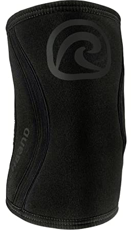 Rehband Benda per gomito SBR/neoprene da 5 mm, manica del gomito per allenamento con i pesi, design anatomico, antiscivolo e aderente per donne e uomini, Colore:Carbon/Nero, Misura:L