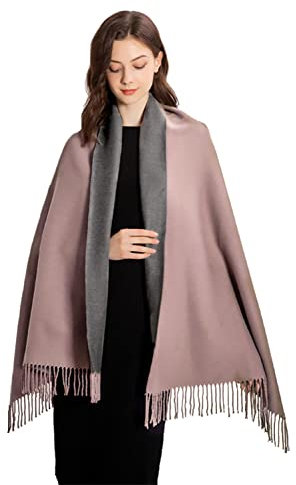 MOWEN Kaschmir Schal Frauen übergroße Pashmina Große Warme Schals Wraps 2-Ton Solid Color für Herbst Winter 70X200cm