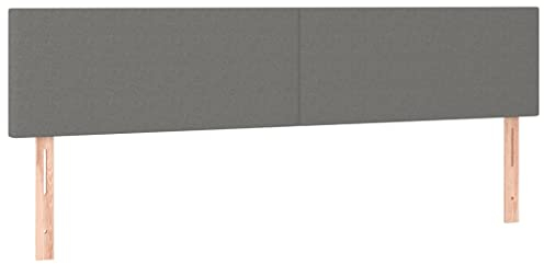 vidaXL 2X Kopfteil Betthaupt Polsterkopfteil Bettkopfteil für Bett Bettgestell Bettrahmen Schlafzimmer Bettzubehör Dunkelgrau 90x5x78/88cm Stoff
