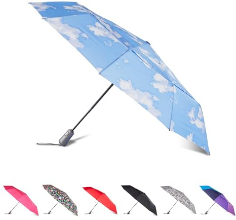 Totes Auto Open/Close Windproof Ultimate Compact Umbrella with UV and Water Repellent Protection