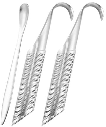 Mivanta Filtres à thé, 3 pièces infuseurs à thé en acier inoxydable 304 pour thé en feuilles, tige de thé en feuilles réutilisables avec poignée à crochet en acier inoxydable