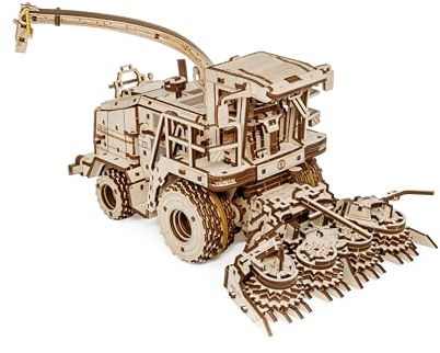 EWA Eco-Wood-Art - Puzzle en Bois 3D pour Adolescents et Adultes, Plus de 14 Ans - Machine à récolter FS80 - Kit de Bricolage à Monter soi-même, Pas de Colle nécessaire - 580 pièces