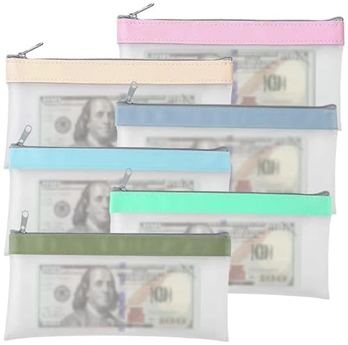 6 bolsas de dinero con cremallera, bolsas universales para dinero, bolsas de almacenamiento para monedas, carteras de dinero con acabado mate para dinero en efectivo, billetera impermeable, estuche
