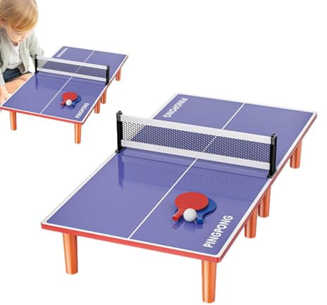 Mini-Tischtennistisch-Set, tragbarer Tischtennistisch,Tischtennisplatte klappbar mit 2 Schlägern 1 Ball | Stabile, wetterfeste Tischtennisplatte für Kinder, Erwachsene, Spielzimmer, Wohnungen, Büros