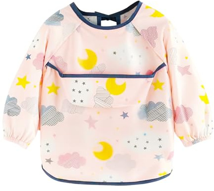 Tablier Bébé, Bebe Bavoir Imperméable, Bavoirs à Manches Longues, EVA Lavable Bavette, Nourrisson Blouse Tablier, Etanche Tablier D'Alimentation Enfant pour Tout-Petit de 6-36 Mois (A)