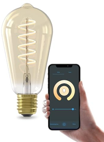 CALEX Smart LED Lampe, E27, ST64, Gold Filament, warmweißes Licht, dimmbar, WLAN App- & Sprachsteuerung, 3er Pack