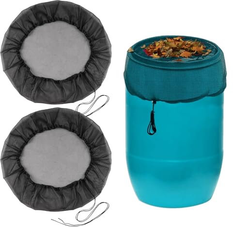 2 Pièces Filet pour Citerne de Pluie, 80cm Réglable Filet de Protection, Filet de Protection pour Tonneau de Pluie avec Cordon de Serrage, Filet Recuperateur Eau, Protection Contre Moustiques Feuilles