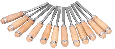 Conjunto de Cinceles de de Madera - 12 PC Herramientas de Acero de Alta Velocidad para Tallar y Surcos de Madera - Ideal para Proyectos de Carpintería