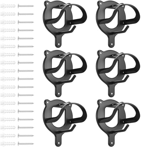Nodaaiie 6 Counts Horse Bridle Rack, Iron Bridle Bracket with Tubes and Screw, Wall Mount for Horse Tack Storage, Halter Hanger, Tack Room and Barn Supplies, Black