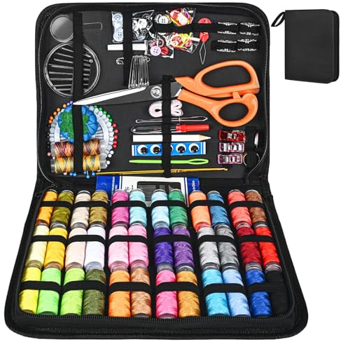 Professionelles Nähset mit 205 Teilen Premium Nähzubehör inkl. XL-Fadenspulen (38 Stück), 42 Nadeln Schneiderschere Ideal für Nähanfänger, Heimwerker, Reisen Notfall-Kits Nähkasten für Erwachsen
