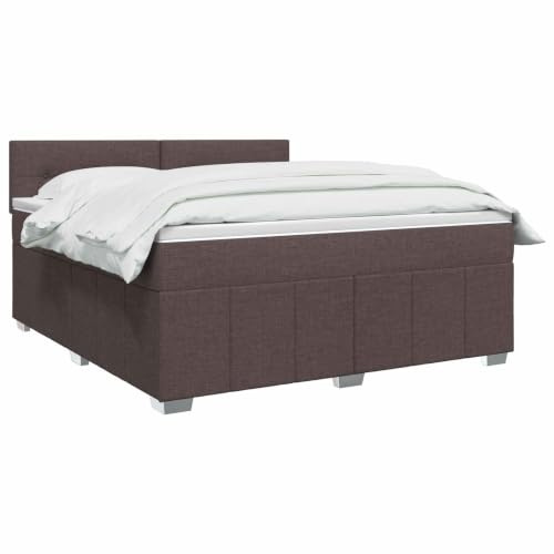 vidaXL Lit boxspring avec Matelas Marron foncé 140 x 200 cm Tissu, Boxspring Moderne, tête de lit réglable, Matelas Ferme, Sommeil Confortable, Meuble déco stylé